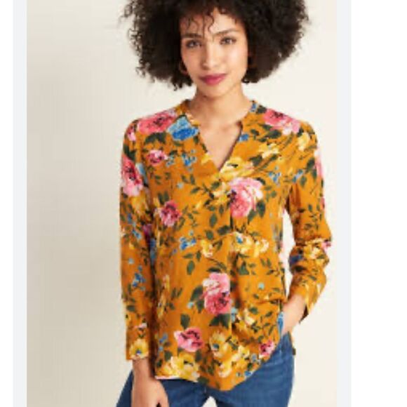 Old Navy Floral Pattern yellow top - Picture 2 of 7